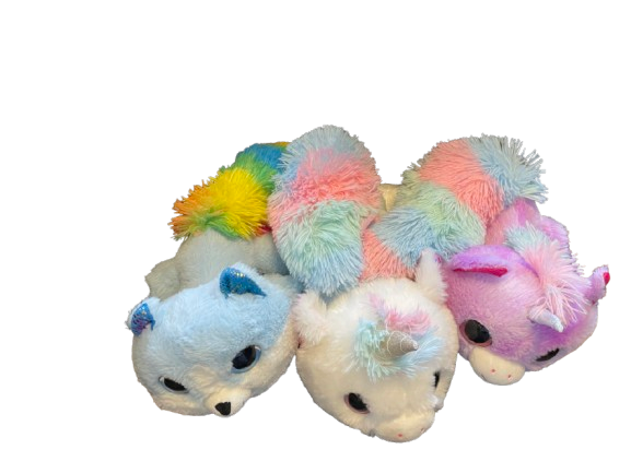 FOXY Bamse 25cm, 3 ass m. store farverige haler fuld længde 45cm