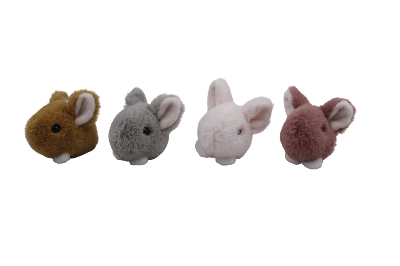 Nøgleringe m. 8cm plyskaniner, 4 ass frv. 12 pr strip